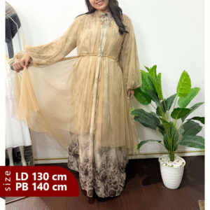 Gamis Ceruty Babydoll Mix Puring dan Tille Latte