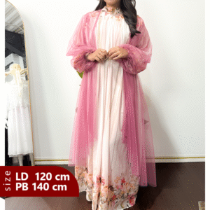Gamis Ceruty Babydoll Mix Puring dan Tille Pink